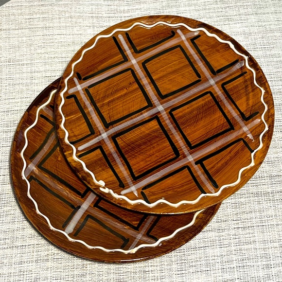 Vintage Mid Century Handmade Italian Waffle Plates (2) - Picture 1 of 11